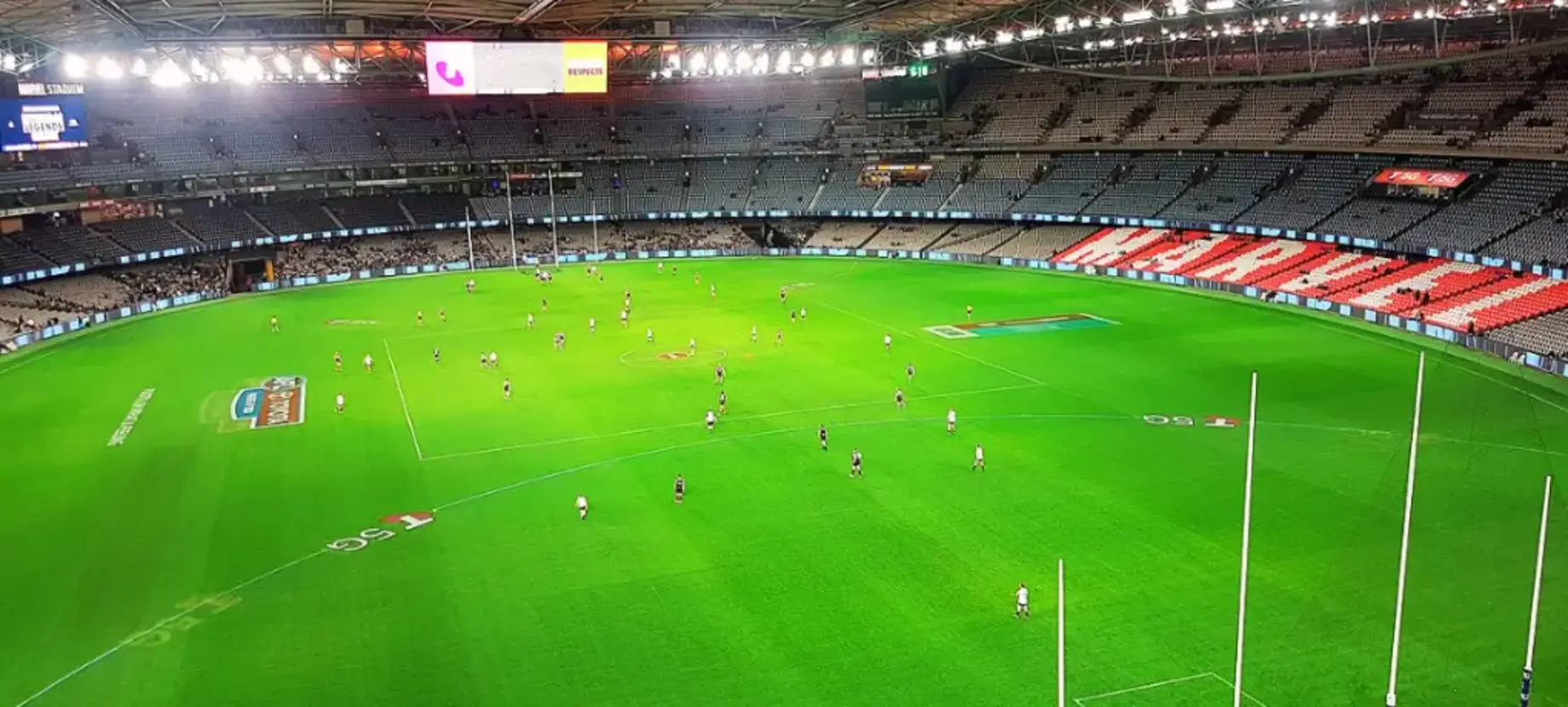 Marvel Stadium during a curtain raiser match in Docklands, Melbourne, Victoria.