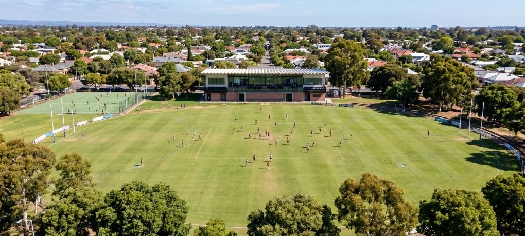 The redeveloped grandstand at Goodwood Oval in the City of Unley, Adelaide, South Australia.