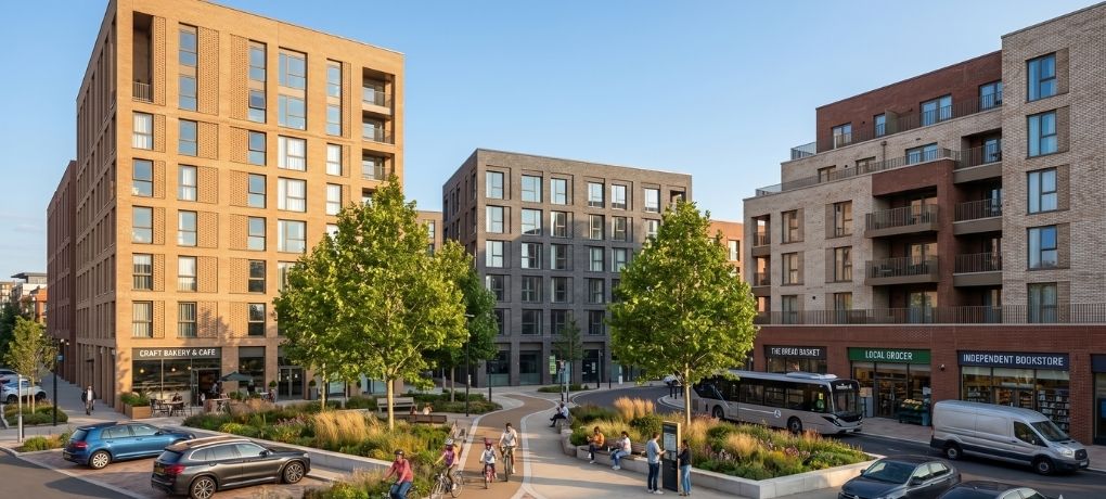 A contemporary Build to Rent residential development in Cardiff city centre, Wales.