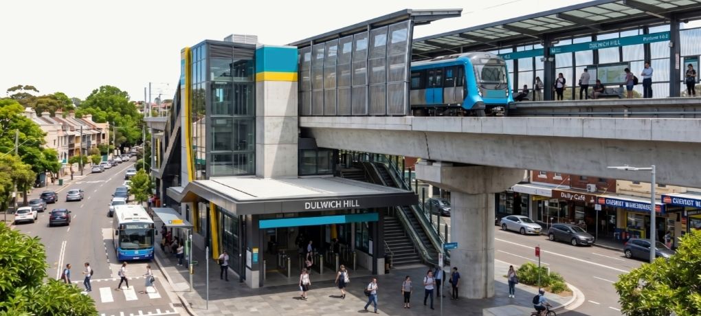 A Sydney Metro City and South West underground station platform in central Sydney, New South Wales.