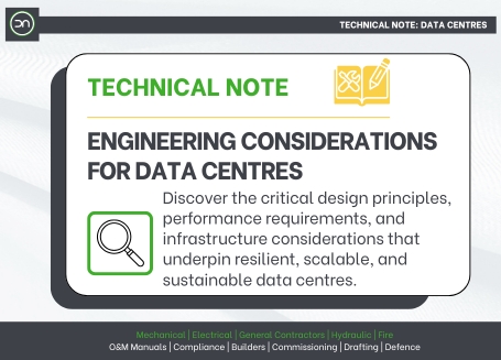 Technical Note outlining engineering considerations for data centre design, including resilience, scalability, performance requirements and sustainable infrastructure.