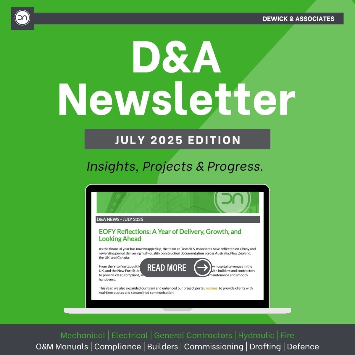 Dewick: D&A Newsletter. Insights, Projects & Progress